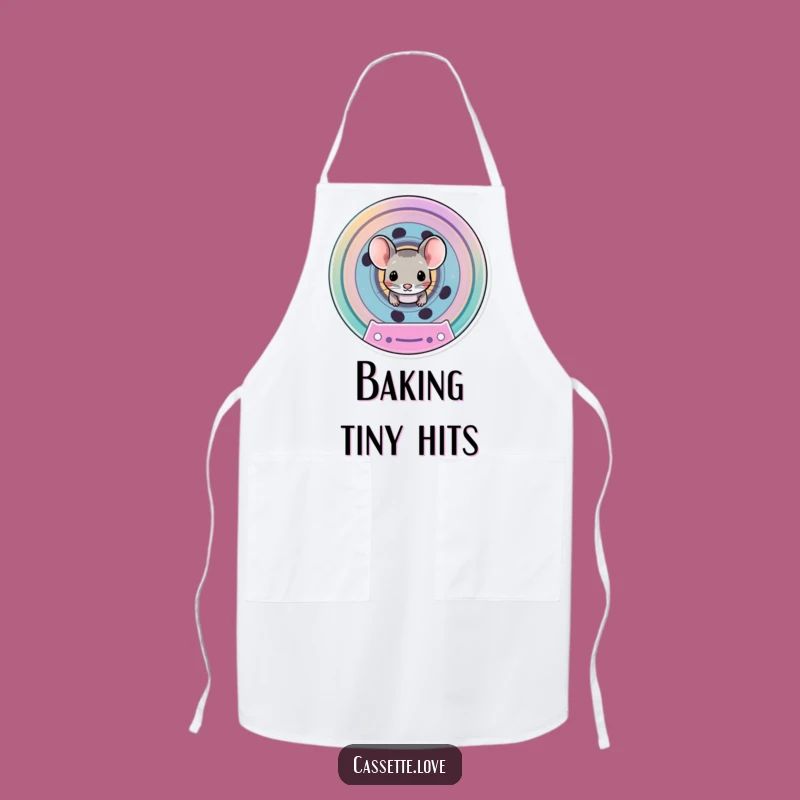 Funny Mouse Cassette Spool Apron: Kitchen Charm for Music Fans
