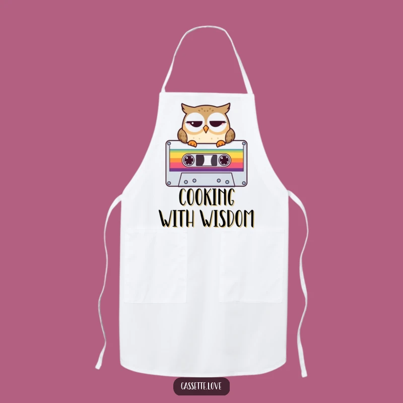 Funny Apron: Winking Owl Cassette - Retro Music Chef Gift