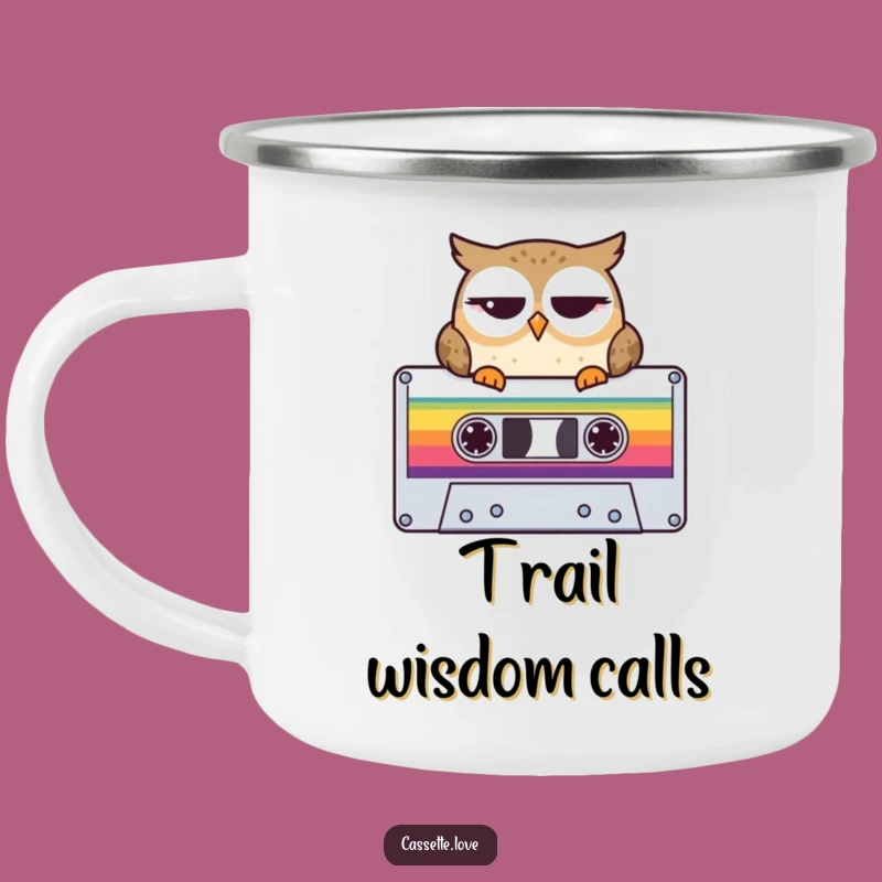 Funny Camping Mug: Winking Owl Cassette - Retro Music Adventure Cup