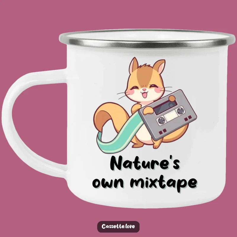 Durable Funny Squirrel Cassette Ribbon Camping Mug: Adventure Ready