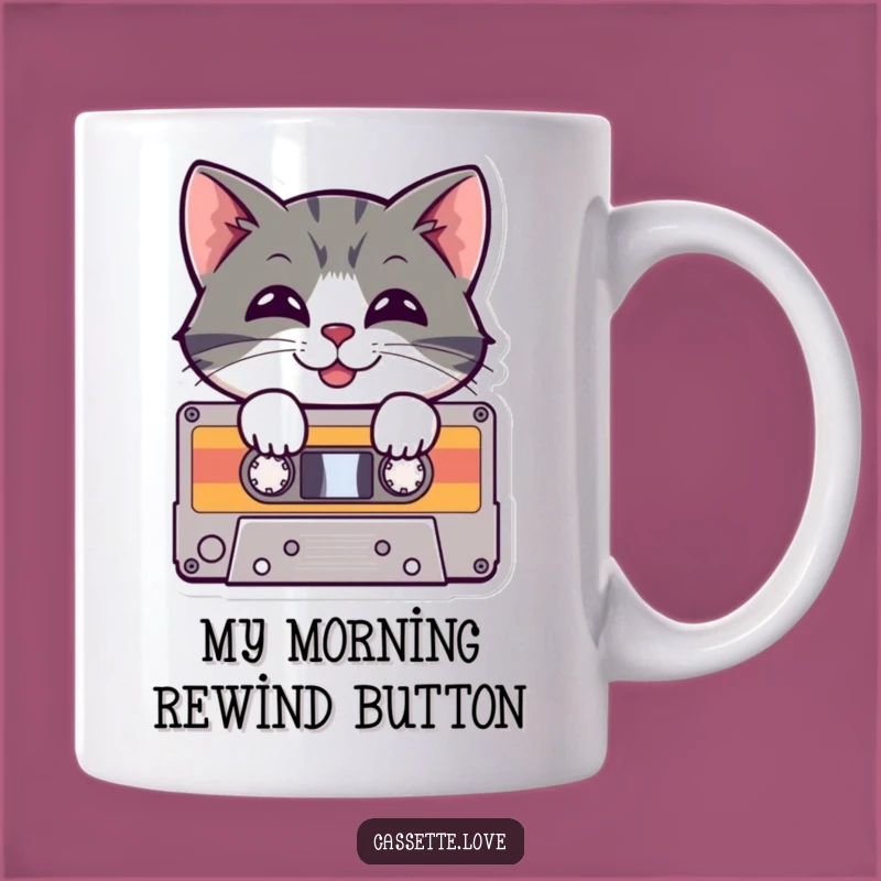 Funny Cat Cassette Retro Music Gift Mug - Playful Kitty Vintage Vibes