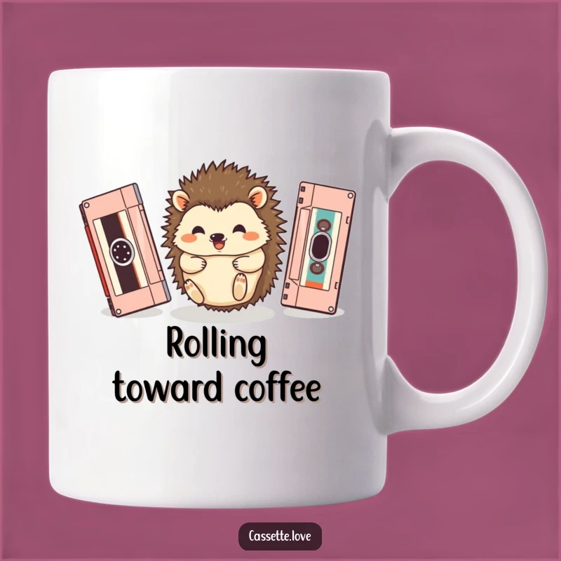 Funny Hedgehog Cassette Roll Mug: Adorable Retro Music Gift