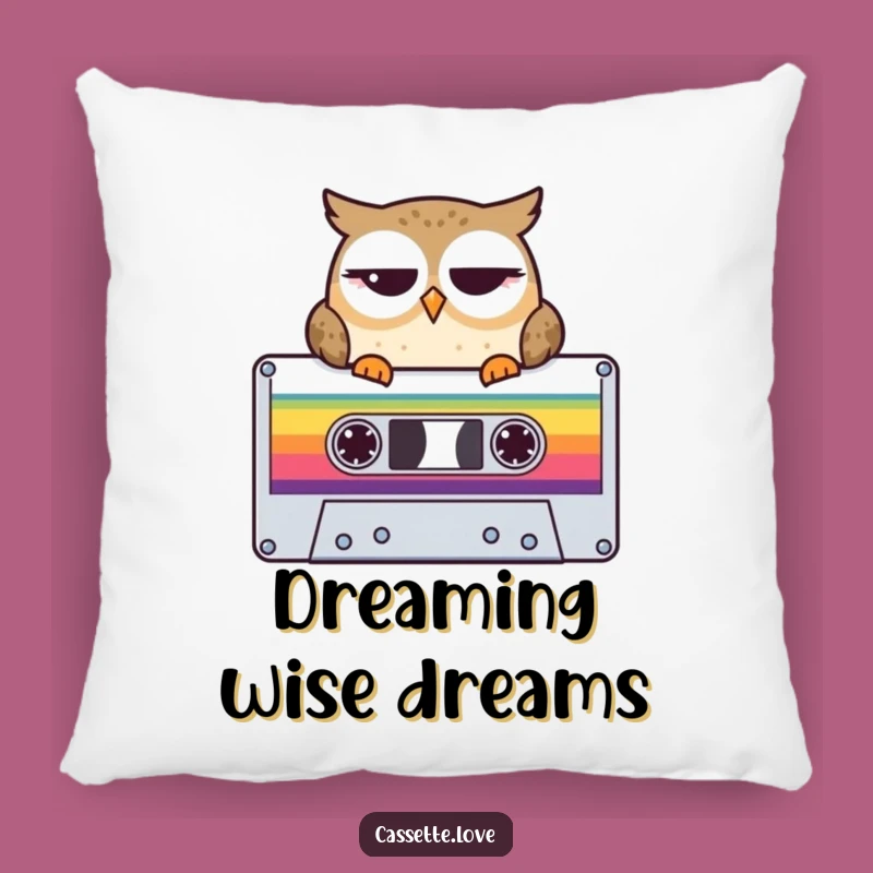 Funny Pillow: Winking Owl Cassette - Cozy Retro Music Decor