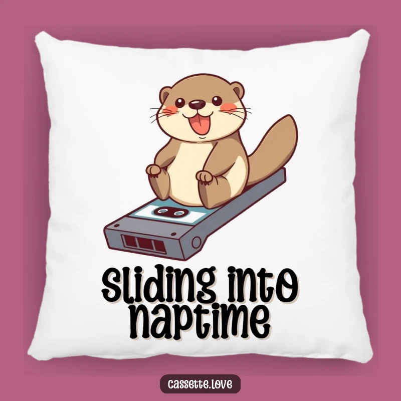 Soft Funny Otter Cassette Ramp Pillow: Cozy Retro Comfort Gift