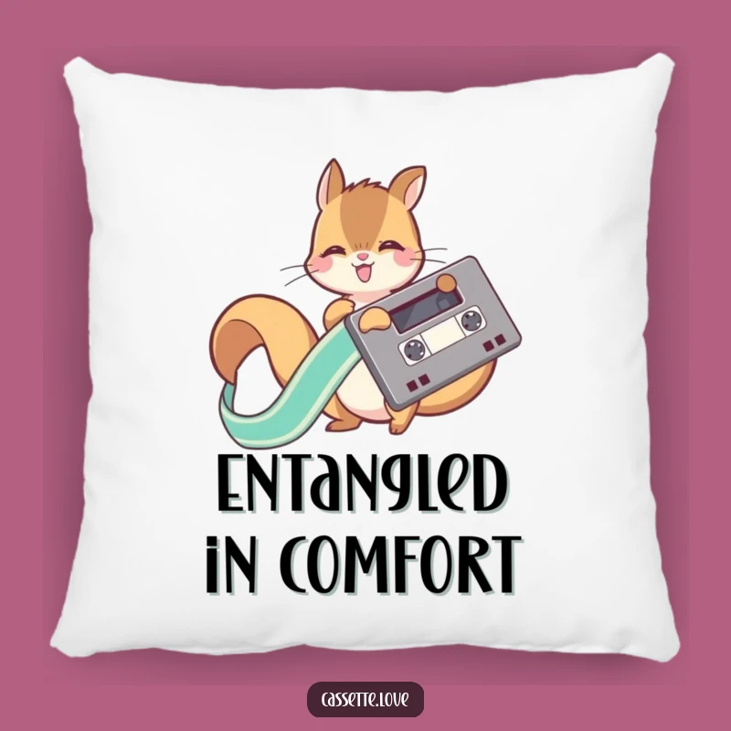 Soft Funny Squirrel Cassette Ribbon Pillow: Cozy Retro Fun