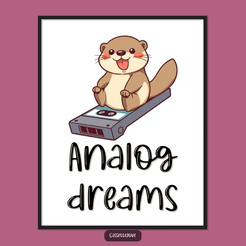 Funny Otter Cassette Ramp Digital Art: Instant Retro Wall Decor