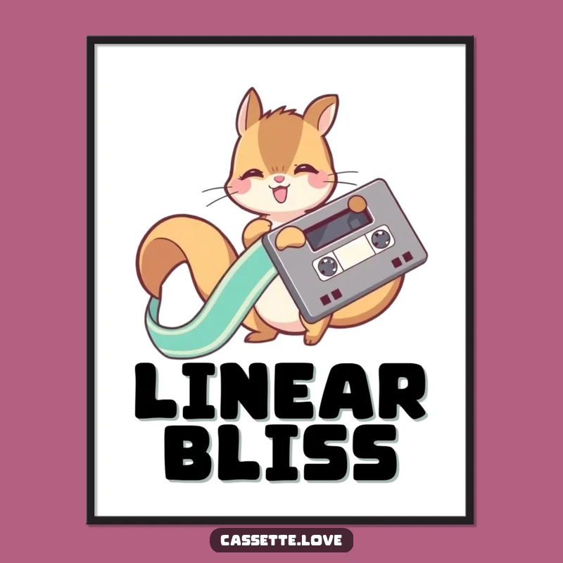 Funny Squirrel Cassette Ribbon Digital Art: Instant Retro Fun