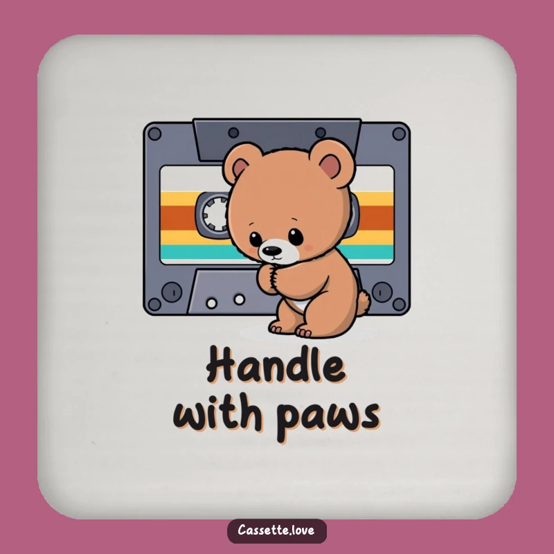 Funny Coasters: Bear Cub Cassette - Retro Music Drink Protectors