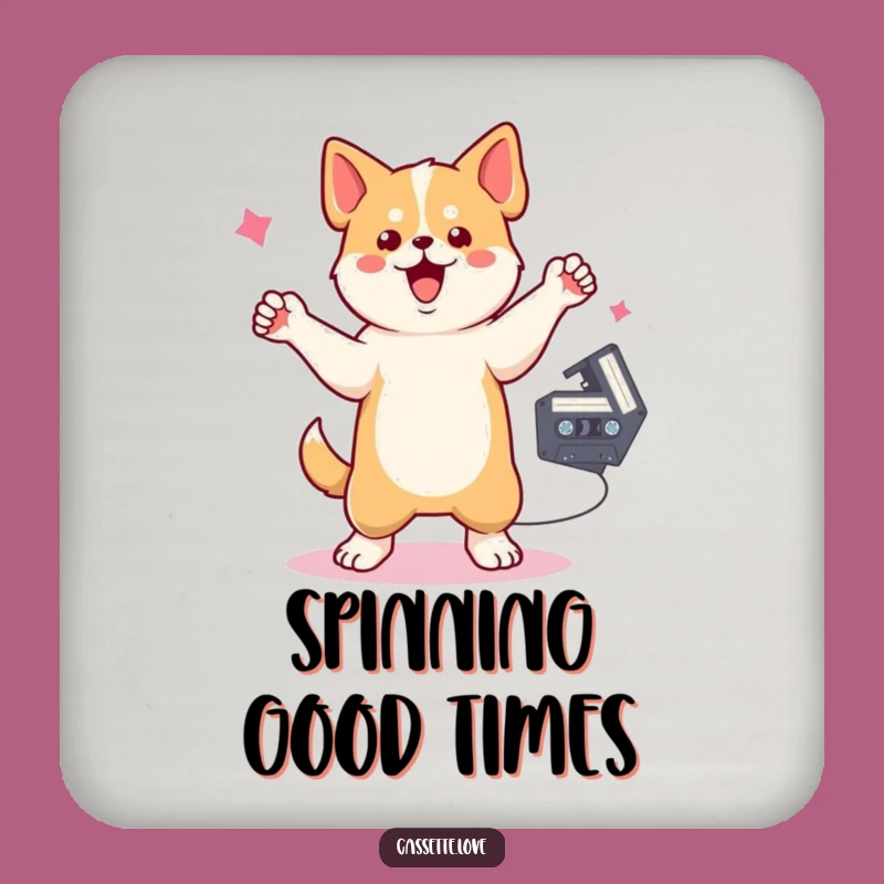 Funny Coasters: Dancing Dog Cassette - Retro Music Drink Protectors