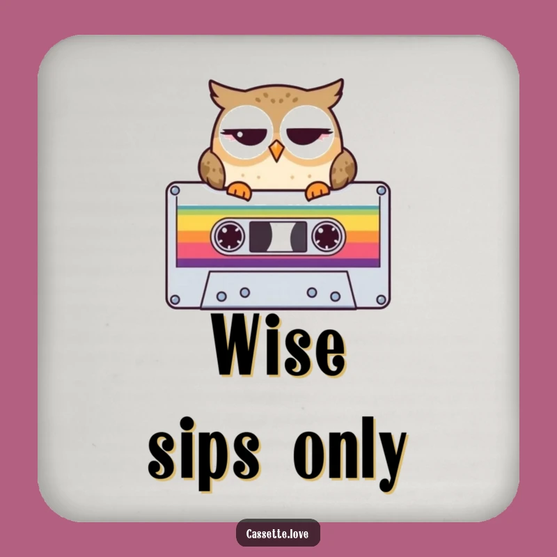 Funny Coasters: Winking Owl Cassette - Retro Music Drink Protectors