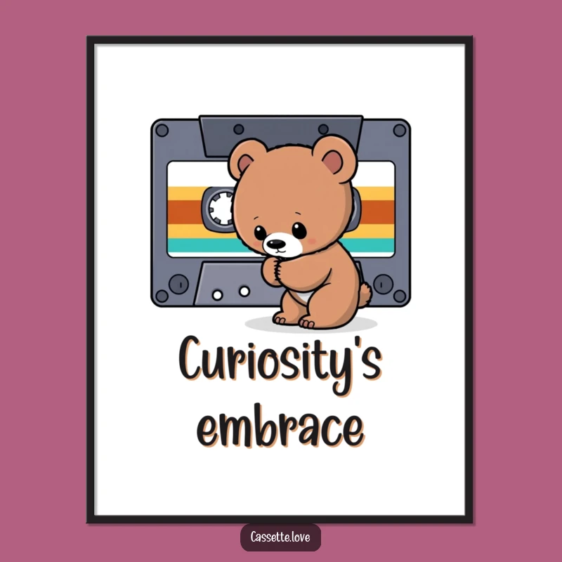 Funny Poster: Bear Cub Cassette - Retro Music Adventure Wall Art