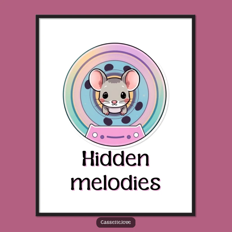 Funny Mouse Cassette Spool Poster: Adorable Retro Wall Art