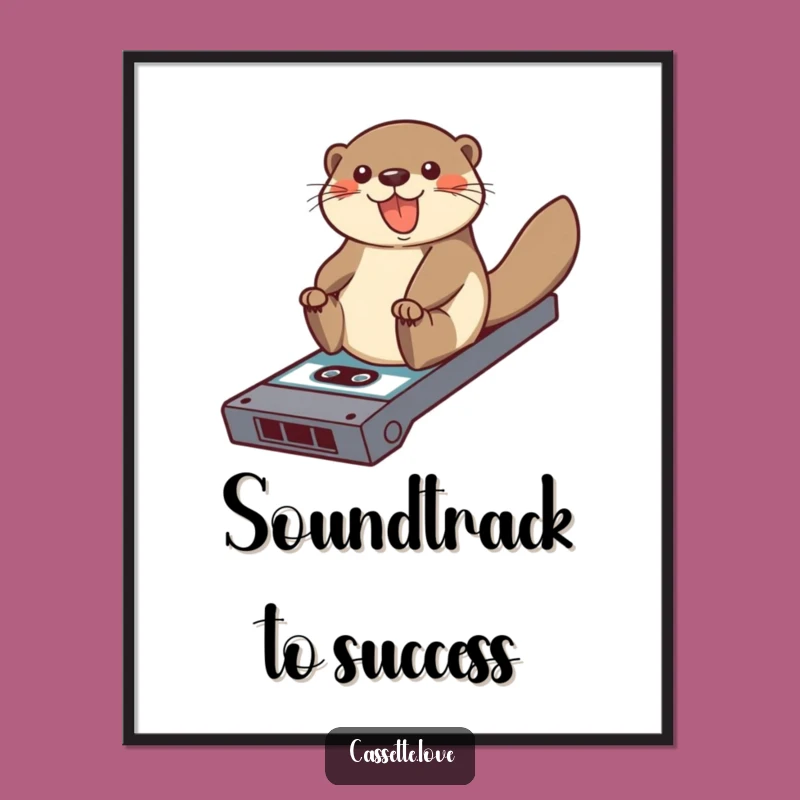 Funny Otter Cassette Ramp Poster: Retro Music Wall Art Gift