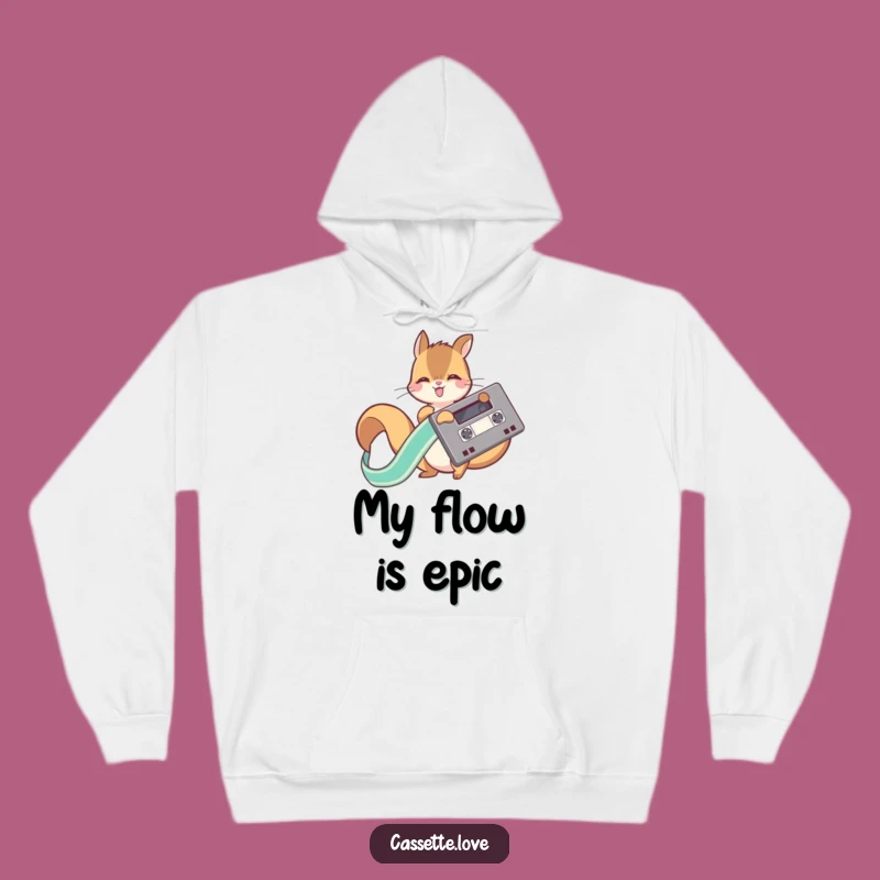 Cozy Funny Squirrel Cassette Ribbon Hoodie: Warm Retro Fun