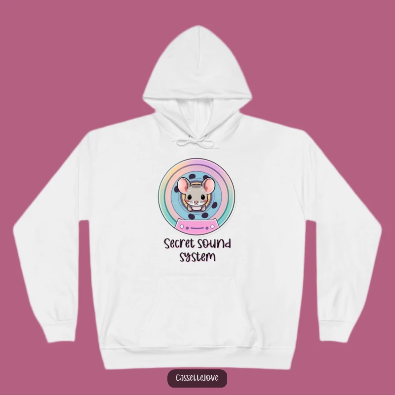 Cozy Funny Mouse Cassette Spool Hoodie: Warm Retro Music Gift