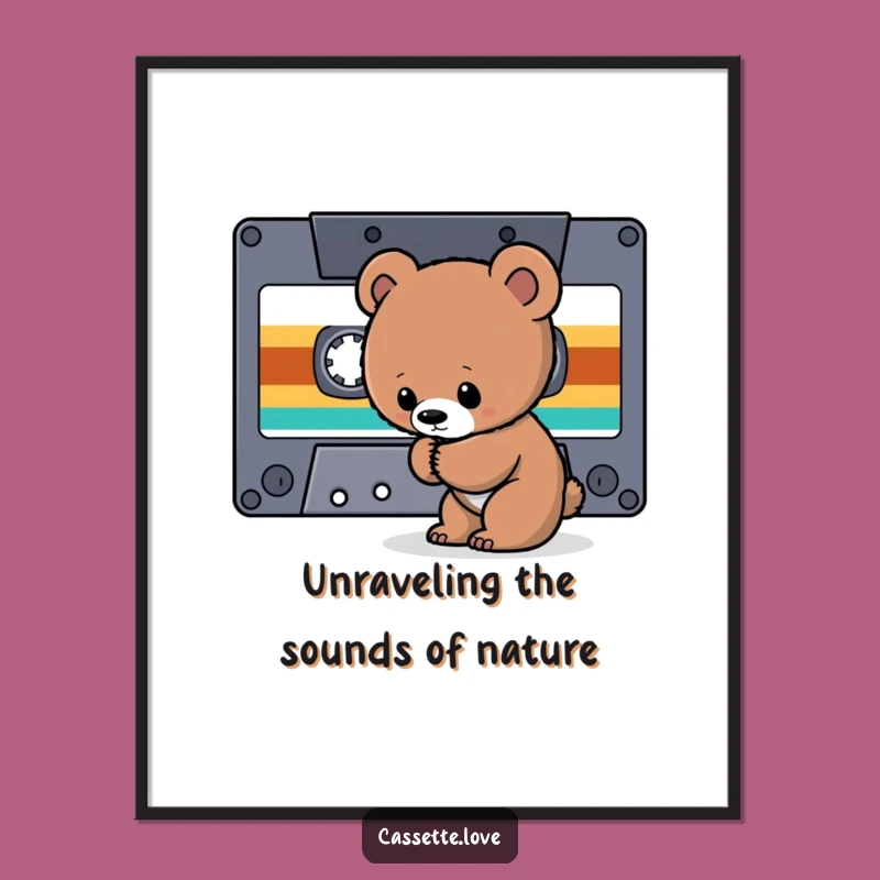 Free Printable Wall Art: Bear Cub Cassette Adventure - Whimsical Downloadable Decor