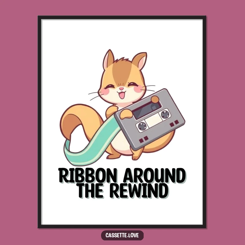 Free Printable Squirrel Wall Art: Retro Ribbon Decor, Funny Downloadable Art