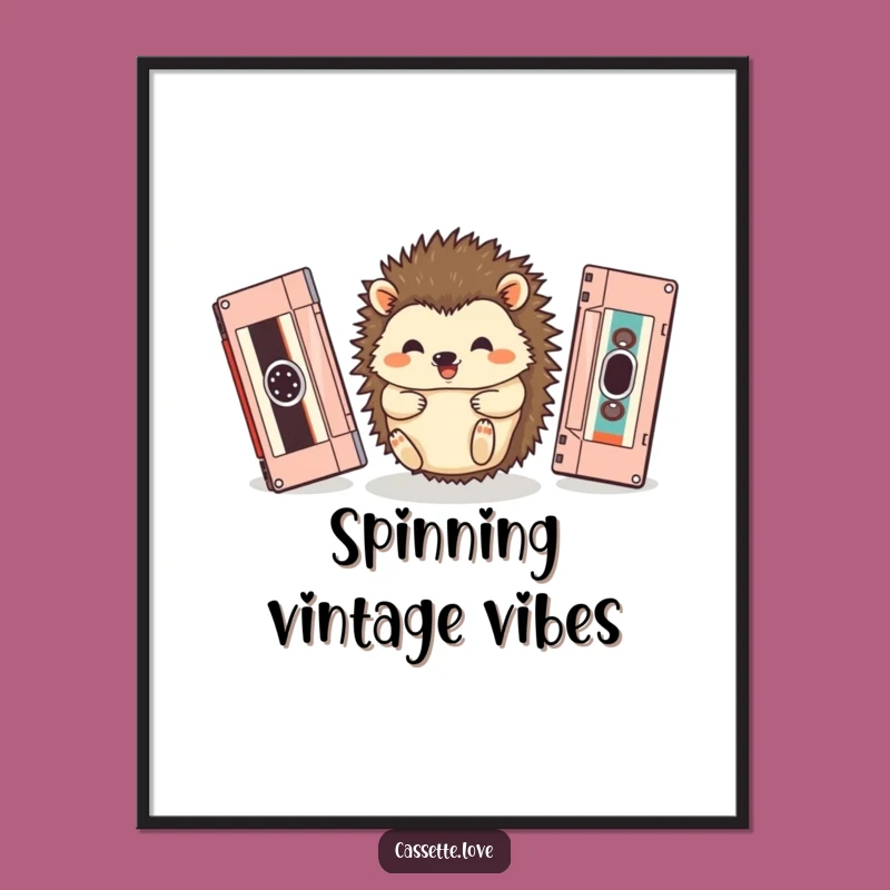 Free Printable Hedgehog Wall Art: Retro Cassette Decor, Funny Downloadable Art