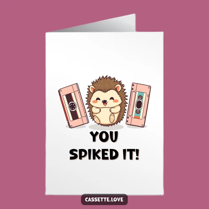 Free Printable Hedgehog Congrats Card: Vintage Tape Roll, Downloadable Joyful Gift