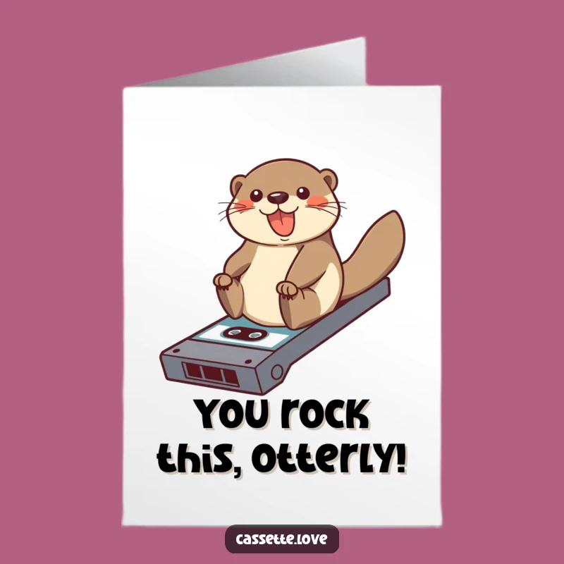 Free Printable Otter Congratulations Card: Awesome Cassette Slide, Downloadable Joyful Gift