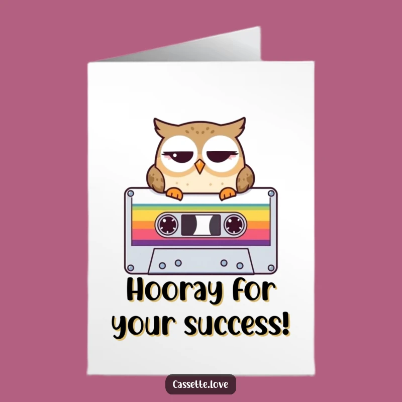Free Printable Congrats Card: Winking Owl Cassette - Smart Humorous Downloadable