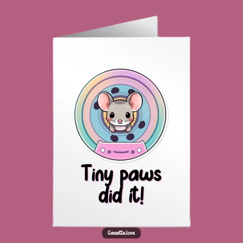 Free Printable Mouse Congrats Card: Cassette Spool Secret, Downloadable Joyful Gift