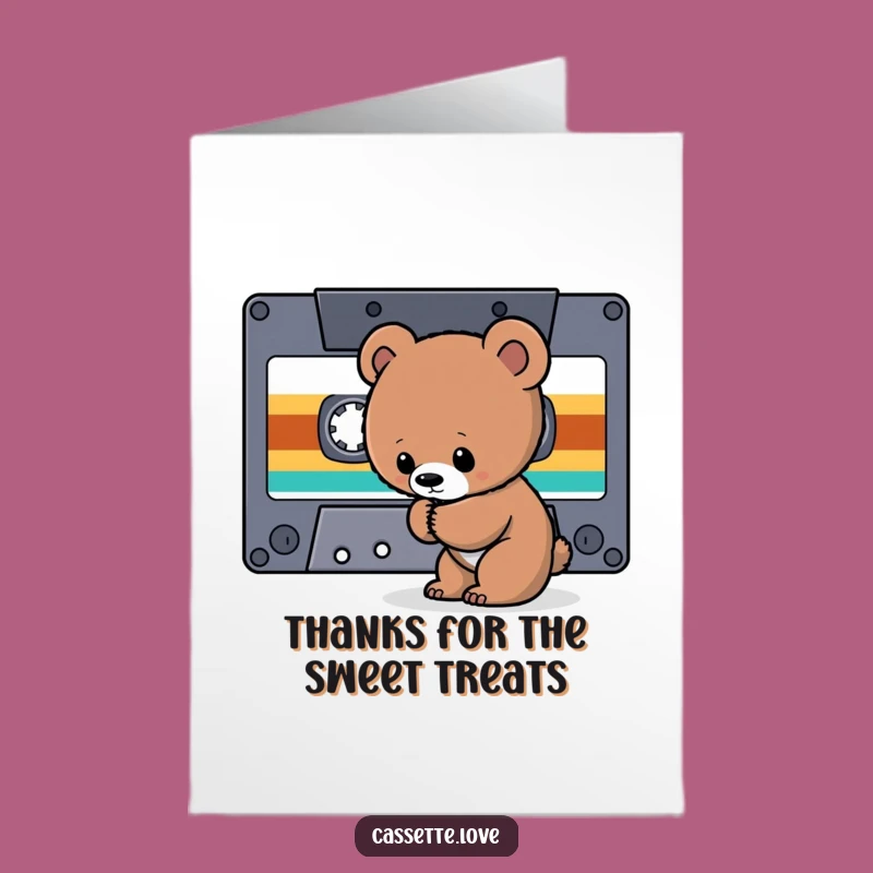 Free Printable Thank You Card: Bear Cub Cassette Exploration - Sweet Downloadable