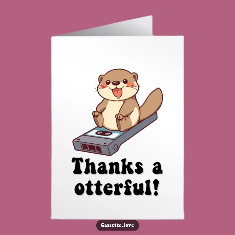 Free Printable Otter Thank You Card: Groovy Cassette Slide, Downloadable Gratitude Gift