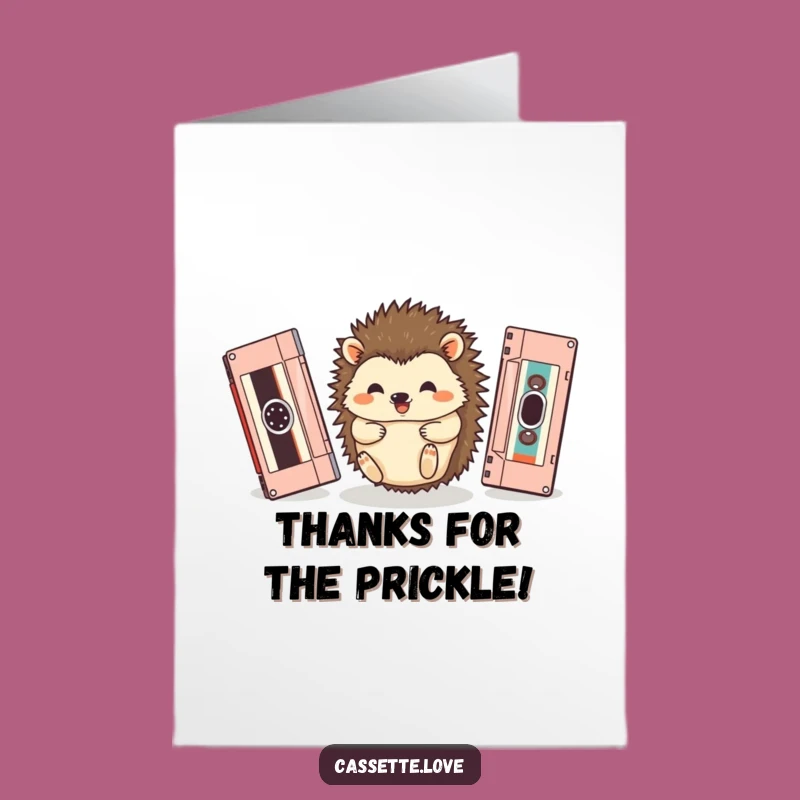 Free Printable Hedgehog Thank You Card: Cassette Roll Thanks, Downloadable Grateful Gift