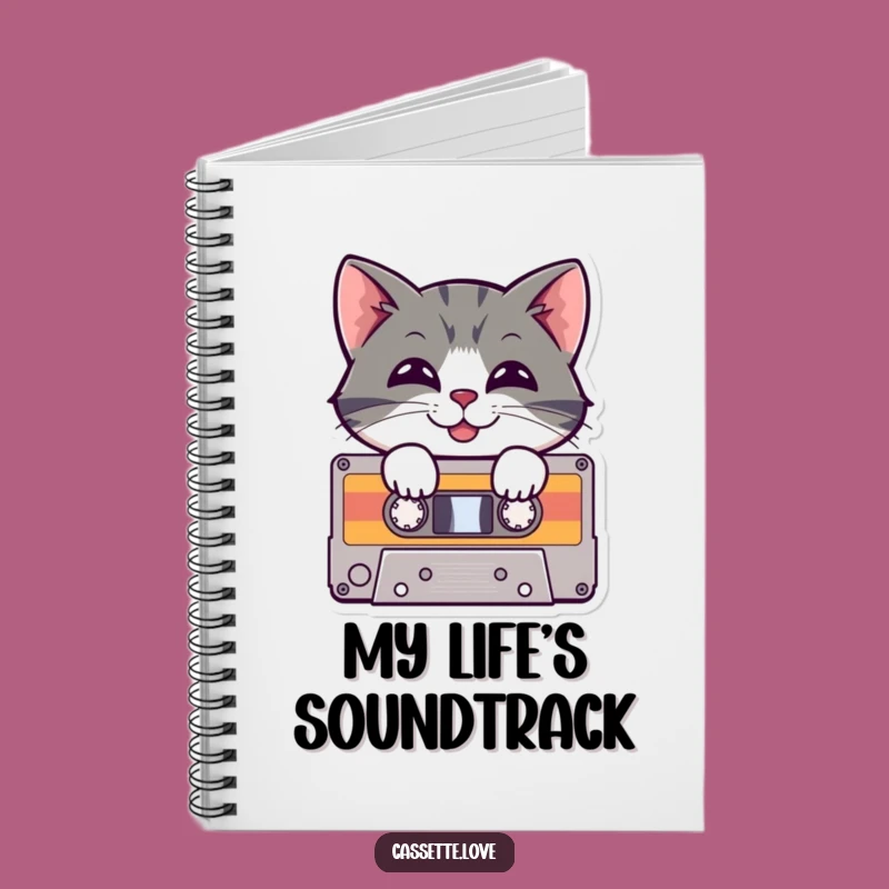 Funny Notebook: Cat in Cassette Tape - Retro Music Journal for Ideas