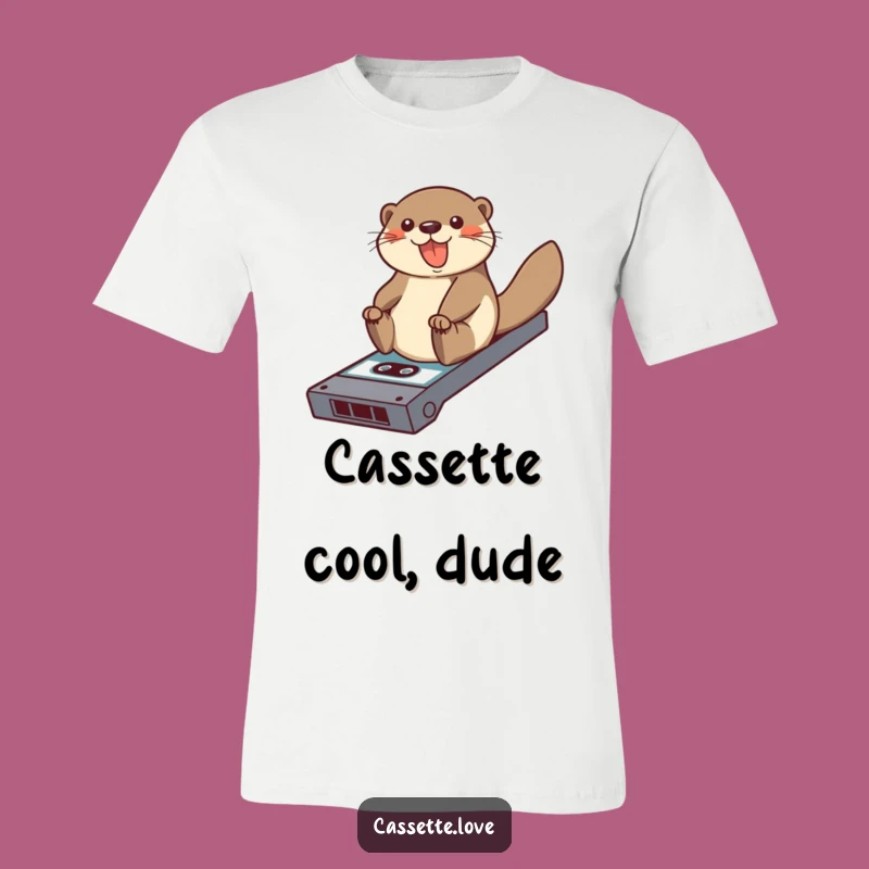 Funny Otter Cassette Ramp T-Shirt: Retro Music Humor Tee