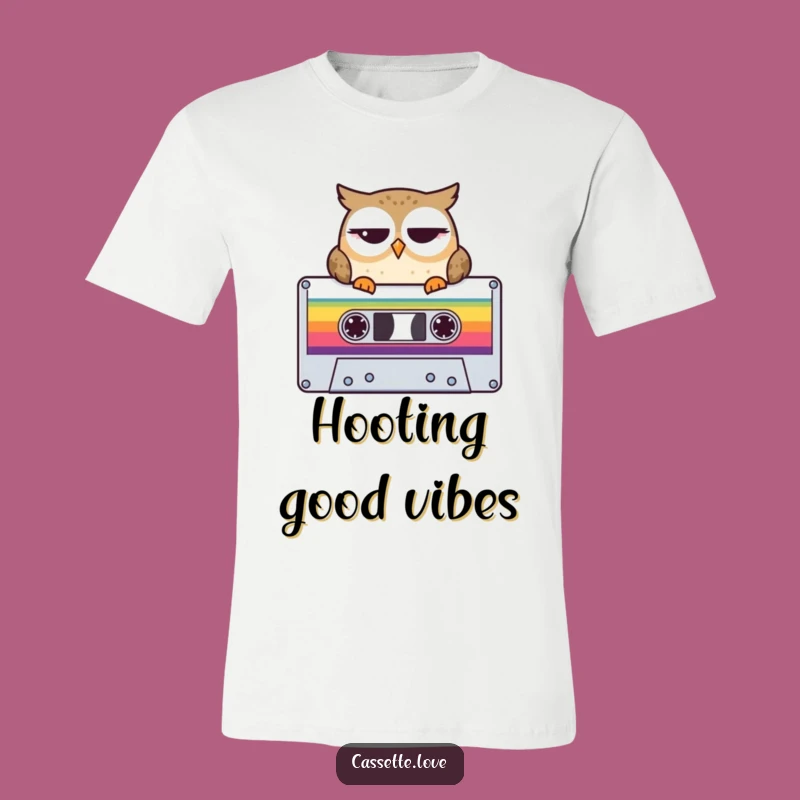 Funny T-Shirt: Winking Owl on Cassette - Retro Music Owl Lover Tee