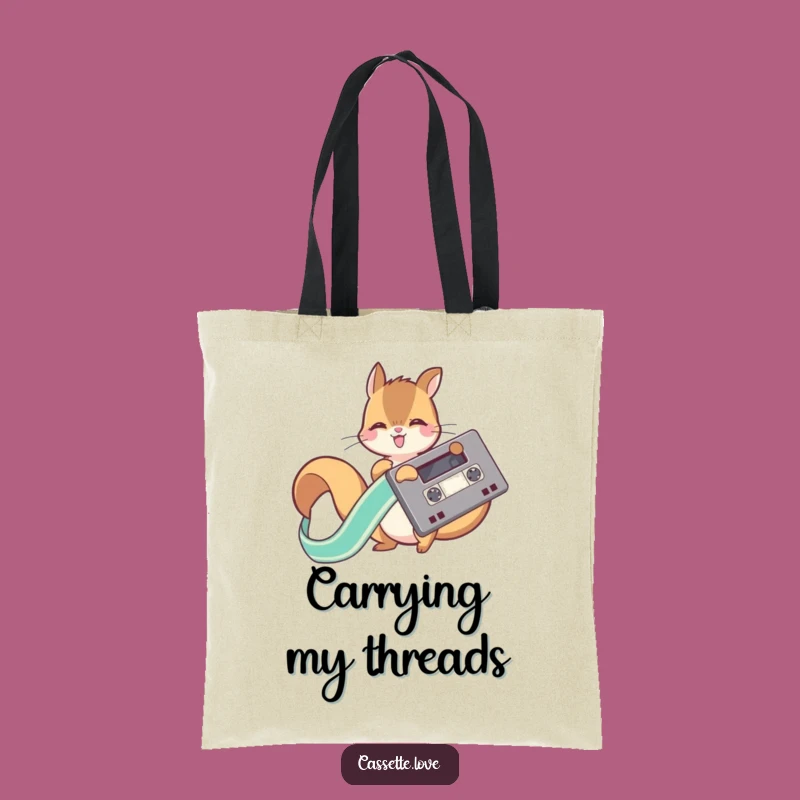 Funny Squirrel Cassette Ribbon Tote Bag: Carry Your Tunes Wild